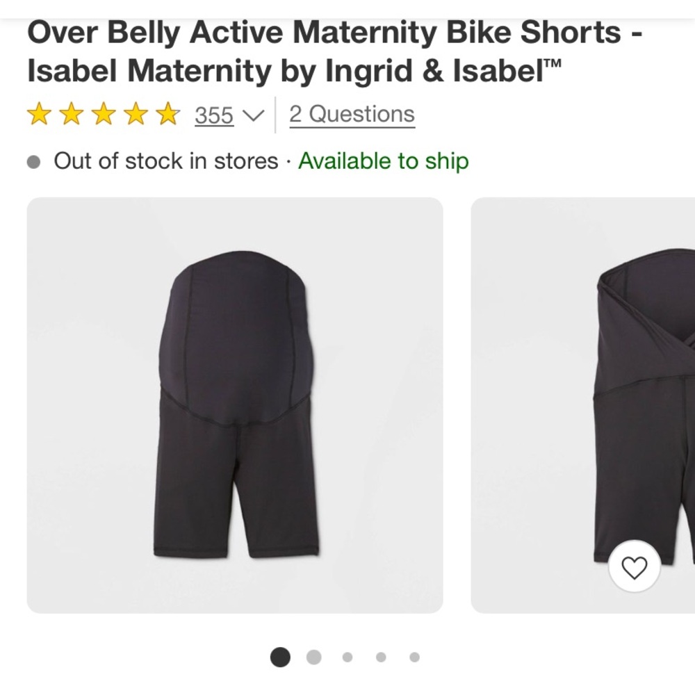 Over Belly Active Maternity Bike Shorts Isabel Maternity Isabel & Ingrid NWT Med